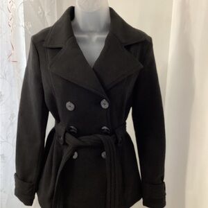 Jou Jou Black Double-Breasted Black Peacoat Women's Size Small